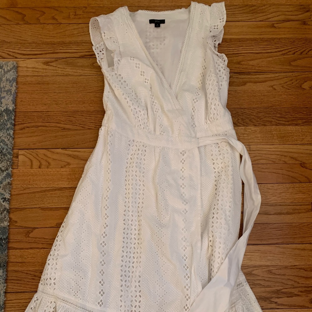 Jcrew White eyelet wrap dress size 4